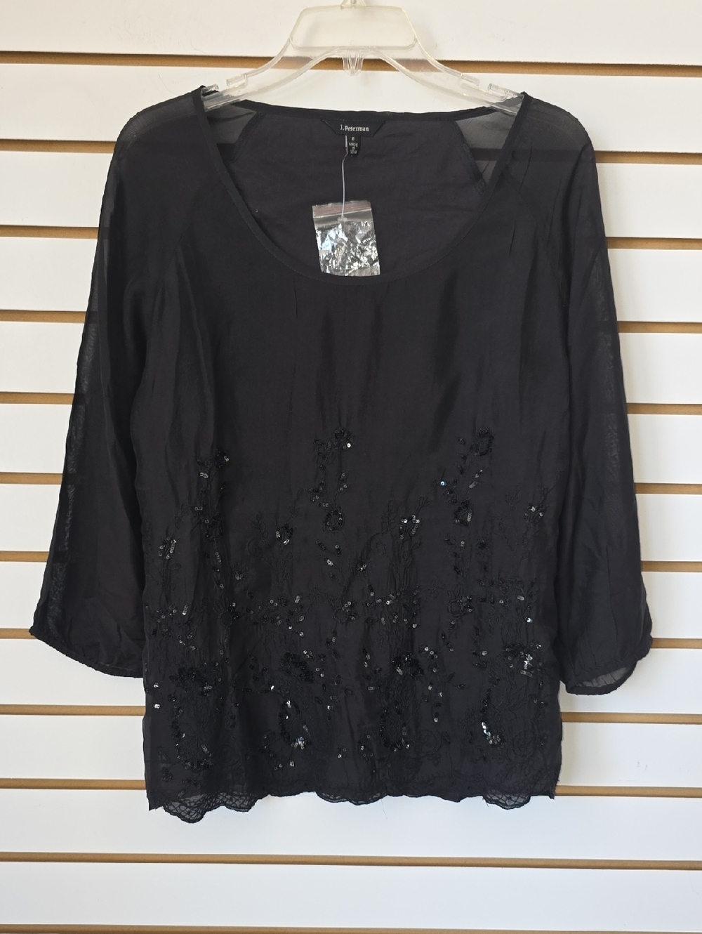 J. Peterman Beaded Semi Sheer Blouse